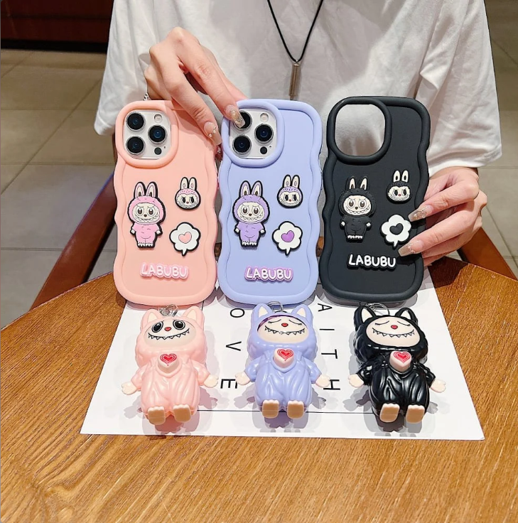The Labubu Edition: (Premium 3D Soft-Touch Case + Matching Figurine Bundle)